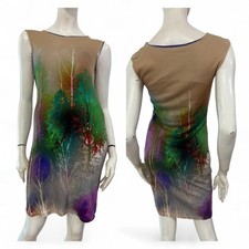 MARC CAIN MARCCAIN Vestito abito beige viola fantasia multicolore Tg S/M