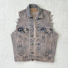 GILET VINTAGE LEVIS LAVAGGIO ACIDO CON MANICHE SFILACCIATE