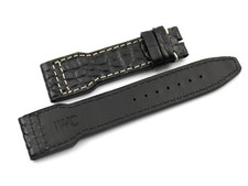 IWC PILOT Cinturino Vera Pelle Cocco Nero 22/18mm Casual Ottima Qualità Nuovo