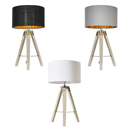 Wooden tripod table - tripod, lamp