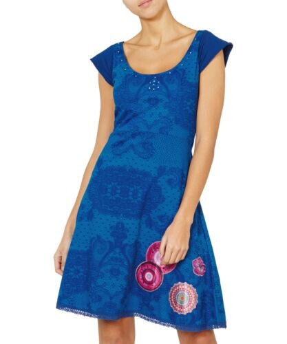 Abito desigual blu puro - abito, cotone
