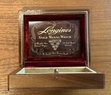 Orologio Vintage Longines Medaglia Oro Feltro e Pelle Legno Presentazione Cassa/Scatola