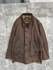 Barbour Giacca Commander Lunga Marrone Vestibilità Asiatica L US Taglia M Usata Uomo Cotone