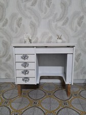 SCRIVANIA SCRITTOIO IN LEGNO SHABBY CHIC 4 CASSETTI BIANCO 