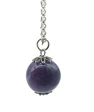 Ciondolo Sfera in pietra 18/20mm con catena argentata inossidabile