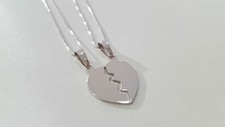 COLLANA CIONDOLO CUORE SPEZZATO DIVISIBILE + 2CATENINE + INCISIONE NOMI ARG 925 