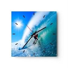 Orologio da Parete in Vetro 40x40cm Windsurf spiaggia oceano divertimento