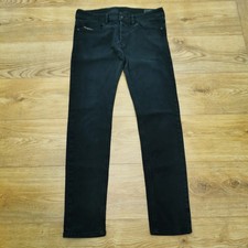 Jeans Diesel Sleenker Uomo W32 L30 Nero Skinny Fit Denim Elasticizzato 096EI