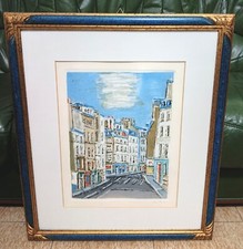 ORFEO TAMBURI incisione acquatinta P.A. quartiere di PARIGI in splendida cornice