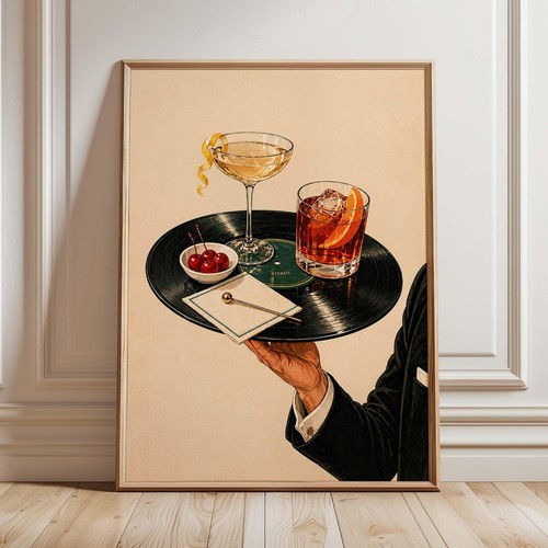 Vassoio bar vinile vintage