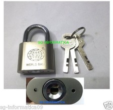 LUCCHETTO ARCO LUNGO 40 MM 3 CHIAVI ACCIAIO INOX CATENACCIO BLINDATO SICUREZZA