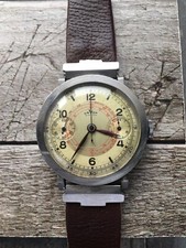 Vintage 1940 Unver Jumbo Chronograph Landeron 2-3 Sector dial UFO 40 mm Steel