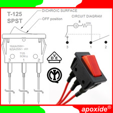 OEM T125 SCM11★INTERRUTTORE UNIPOLARE a BILANCIERE SPST 6/10A~250V★ROCKER SWITCH