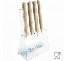 E-518 PCN-C Porta coni gelato da banco in plexiglass trasparente con porta cucch