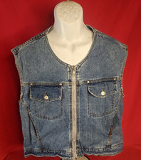 Giacca Moto Vintage Harley Davidson Uomo Blu Jeans Gilet Taglia Media