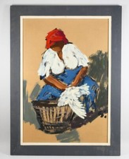 Heinrich ARRIGO WITTLER 1918-2004 Worpswede contadina donna 58,5 x 78,5 cm #125