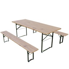 Set birreria in legno naturale con tavolo e 2 panche 220 x 70 x 75 cm