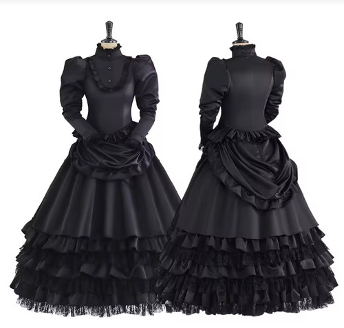Victorian black wedding dress - victorian,