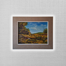 Dipinto olio su tela ORIGINALE | Paesaggio/Natura/Uomo con cane | Firmato