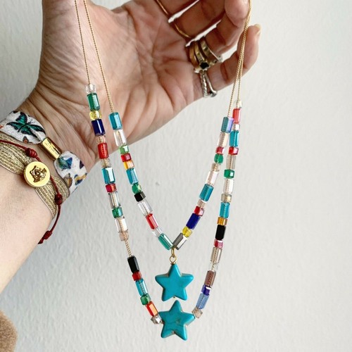 Collana doppia stella - stella, turchese