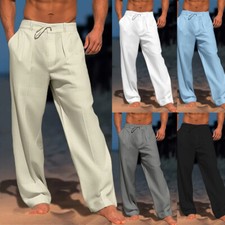 Pantaloni Pantaloni Dritti Pantaloni Casual Pantaloni Lunghi Estivi Lino ☆