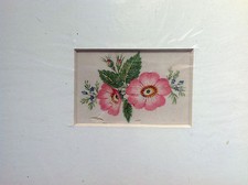  FIORI  ROSA  ACQUARELLO  A COLORI 1855  ca. INGLESE originale a mano