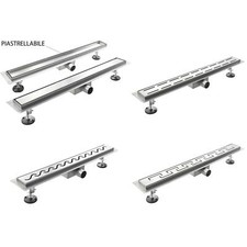 CANALINA CANALE GRIGLIA DI SCARICO PIATTO DOCCIA PAVIMENTO ACCIAIO REGOLABILE CR