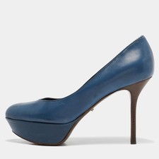Sergio Rossi Blue Leather Platform Pumps Size 365