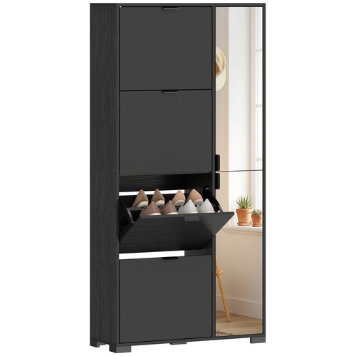 Homcom scarpiera nero - scarpiera, 4