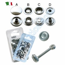 BOTTONI ACCIAIO INOX PER CAPPOTTINE TENDALINI CUSCINI BARCA GOMMONE NAUTICA 15PZ