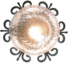 PLAFONIERA LANTERNA A MURO LAMPADA IN FERRO BATTUTO APPLIQUE Ø 35 CM (17929)