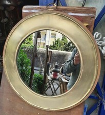 Specchio Originale Nave Cabina Passeggeri Crociera Anni 60 Vintage Legno Ottone