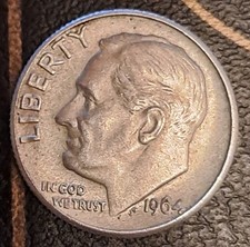1964 One Dime 10 Pence Silver