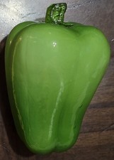 Campanella grande stile Murano vetro soffiato verde pepe verdura 5" decorazione cucina 
