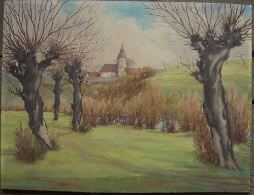 Schloss burg kirche olio antik - kirche,