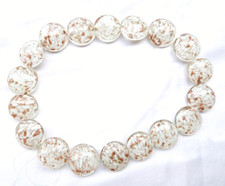 VECCHIA COLLANA VETRO DI MURANO BIANCO E ORO VINTAGE 1950 1960