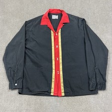 Camicia uomo vintage anni 50 Penneys Towncraft cotone colletto ad anello bottoni L Rockabilly