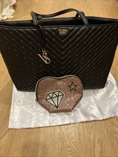 Borsa Victoria Secret ecopelle TOTE dettagli oro ciondolo logo borsa tracolla borchie