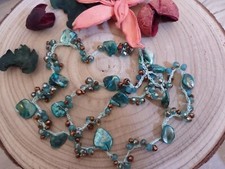 COLLANA Con Pietra Dura E Cristalli Nei Toni Del Verde Fatta A Mano 