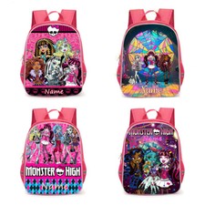 Zaino Scuola Monster High Personalizzato Bambini Ragazze Borsa Libro Personalizzata Rosa 