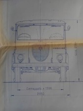 LANCIA ESADELTA CASSONE DISEGNO TECNICO SCALA 1:20 originale 74x74 1962