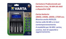 Caricabatterie  professionale VARTA per batterie Litio ricaricabi, CR123 e Ni-MH