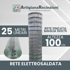 Rete Elettrosaldata Zincata 50×75 Altezza 100cm Metri Lineari 25