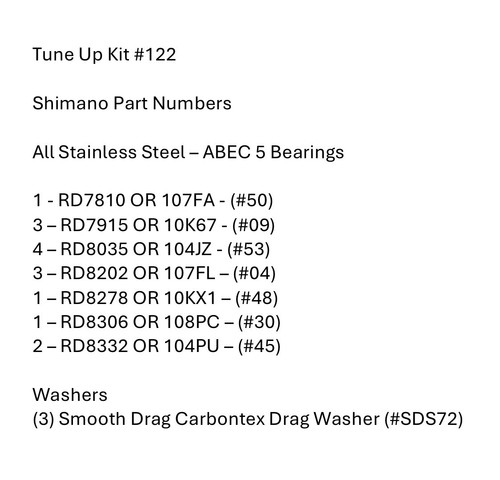 Tune kit 122 shimano - up,