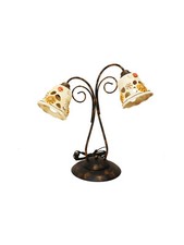 LUME GRANDE A 2 LUCI FERRO BATTUTO CERAMICA COLL. SOFIA