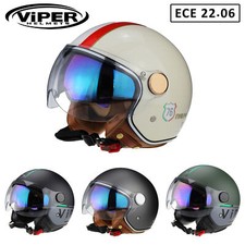 CASCO MOTO SCOOTER VIPER OPEN FACE RS-V19 DOPPIA VISIERA FORZA ITALIA TITANIO