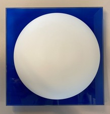 LAMPADA PLAFONIERA PARETE Leucos MURANO DUE Gio 30 P-PL BLUE BIANCO 30x30cm '90