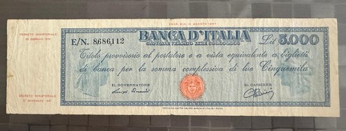 5000 lire titolo - lire, provvisorio