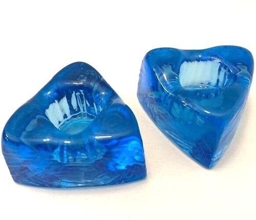 Coppia portacandele vetro - , blu