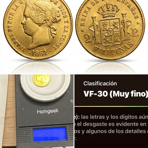 Oro pesos 1861 filipinas - pesos,